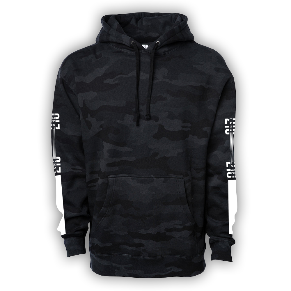 Black hoodie with camo sleeves discount