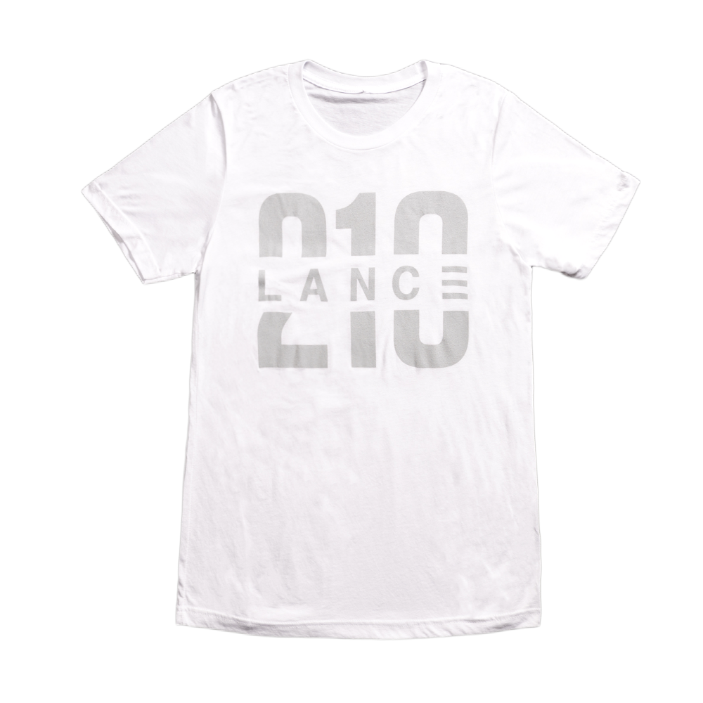 210 T-Shirt (White/Silver)  Lance Stewart Official Lance210 Merch Store - Shop T-shirts, beanies, snapbacks, pop sockets, hoodies and more! As Seen On YouTube, Vine, Instagram, Facebook and Twitter